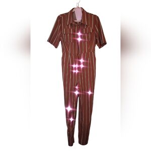 Nasty Gal Jumpsuit, collar, rust/striped, size 6